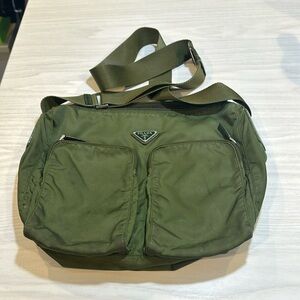Prada army green canvas crossbody bag